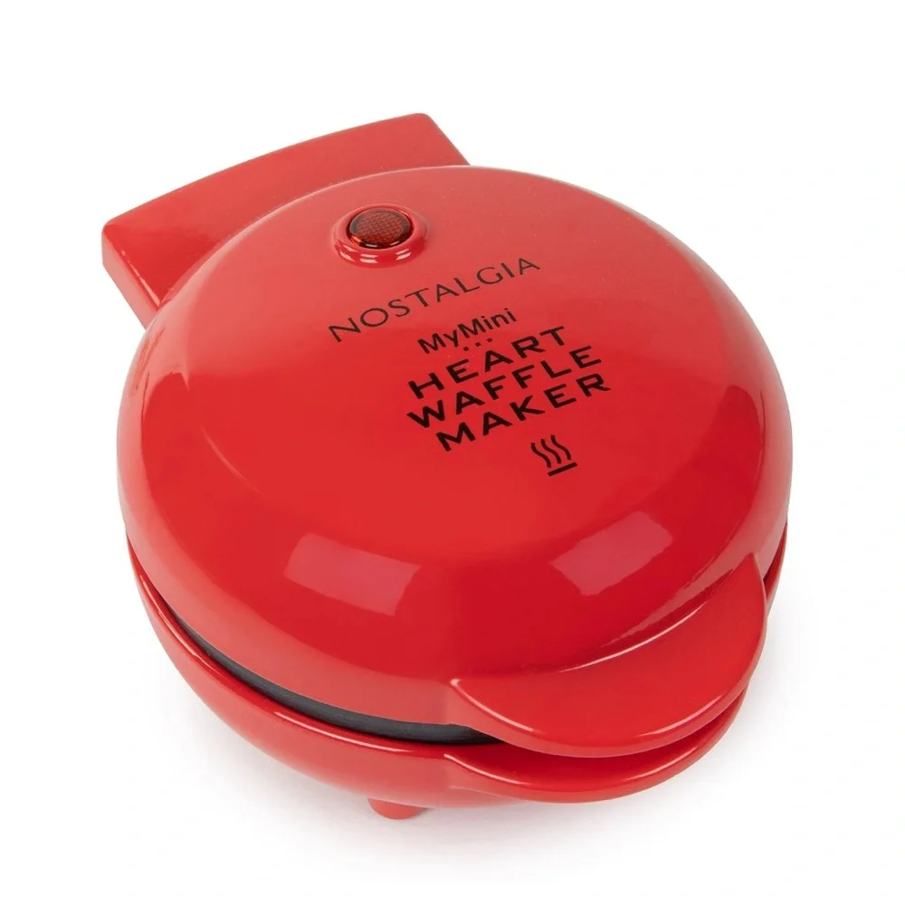 Nostalgia MyMini Heart Waffle Maker, Red New in Box